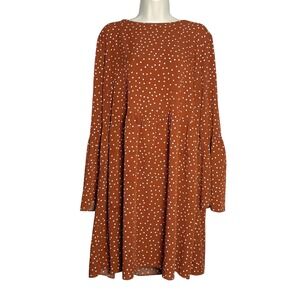 ASOS Womens Mini Dress 16 Orange Polka Dot Bell Sleeve Boho Skater Sheer Gilmore
